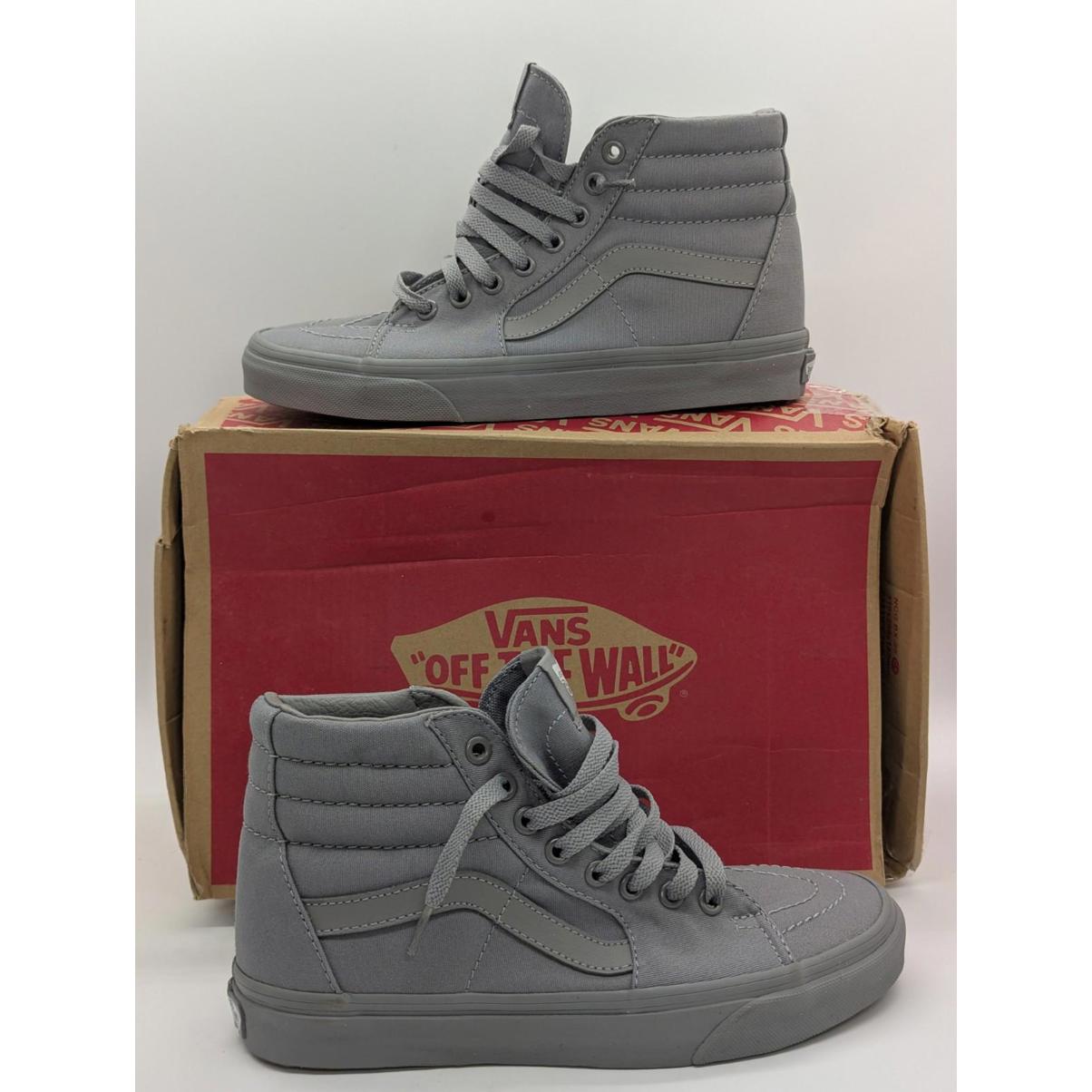 Vans Sk8-Hi Frost Gray Mono Canvas Sneakers Mens Size 6 / Women's 7.5 New 2017